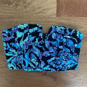 Blue Blush Bustier Crop Top